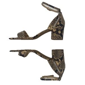 Michael Kors Animal Print Block Heel Sandals Leather Upper Croc‎ Snake Comfort